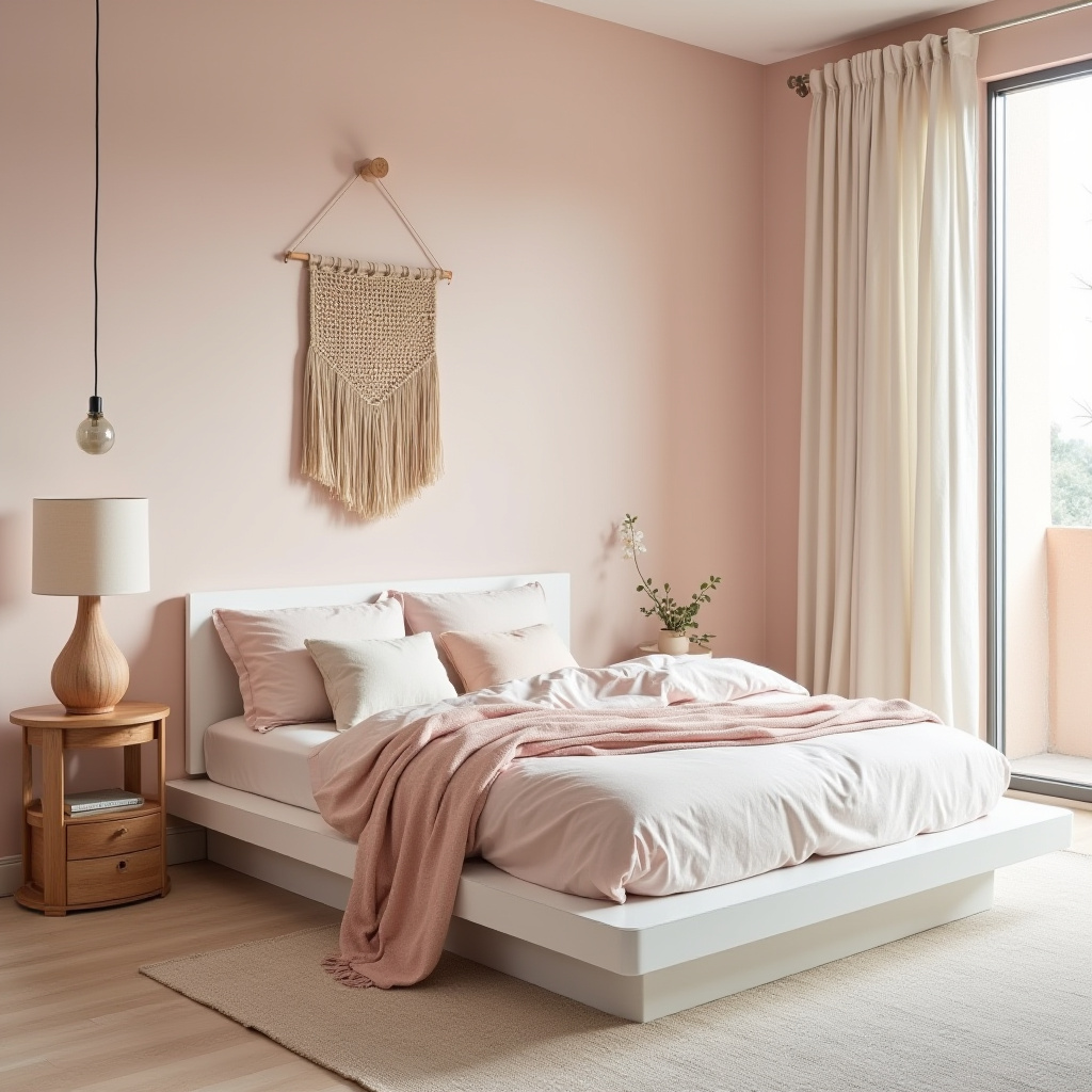California casual dusky pink bedroom
