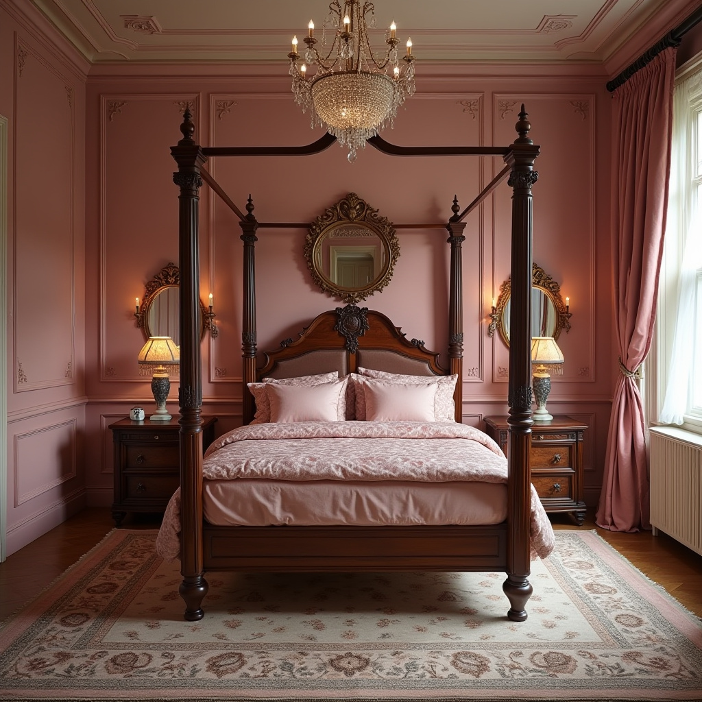 traditional dusky pink bedroom