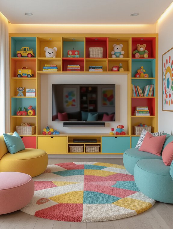 kid-friendly TV wall design