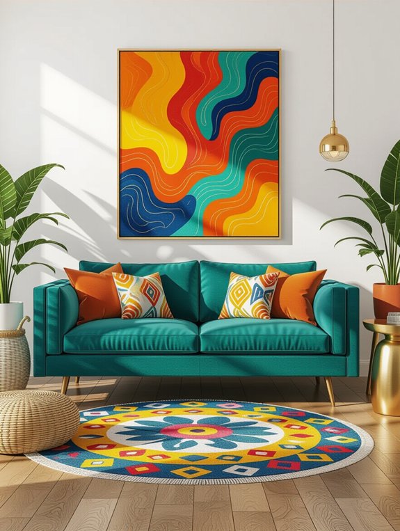 vibrant living room accents