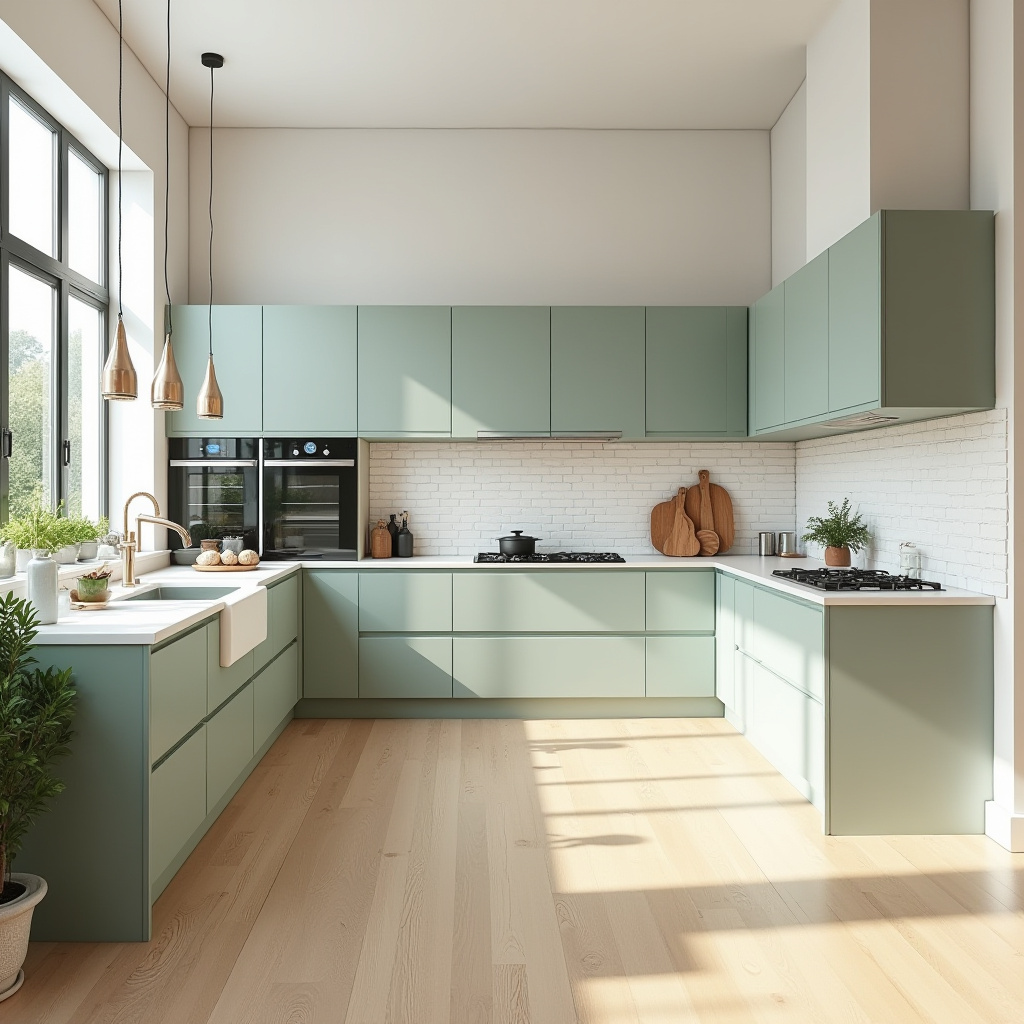 Bright Scandinavian kitchen with natural light and wooden floors