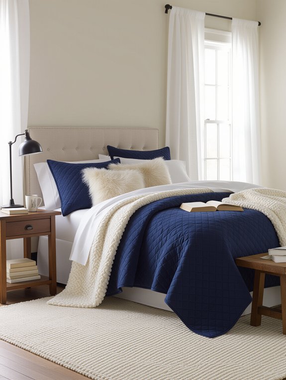 layered textiles for cozy bedroom