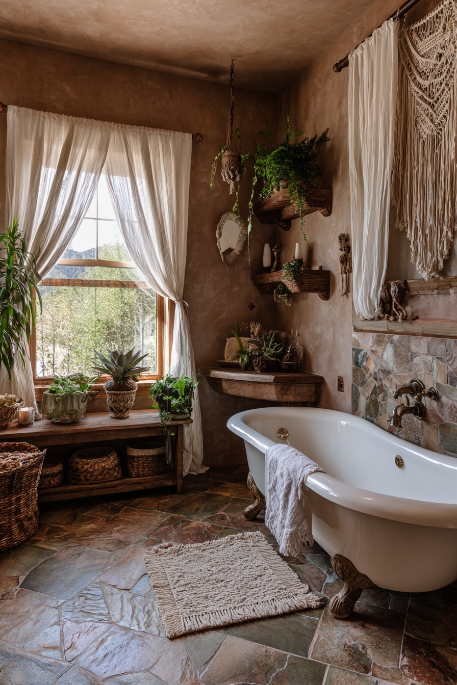 Earthy Toned Bathroom Walls