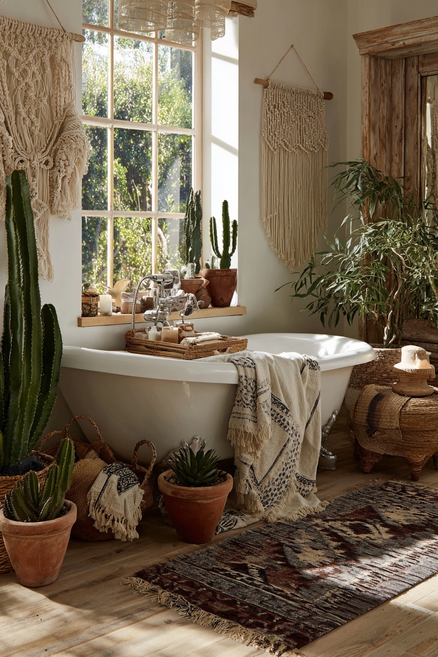 Succulents and Cacti in Bathroom