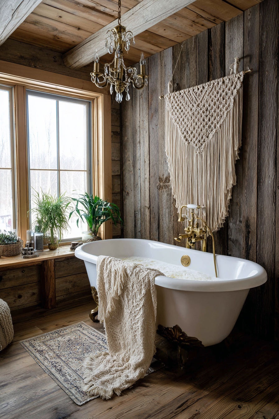 Macramé Wall Art in Bathroom