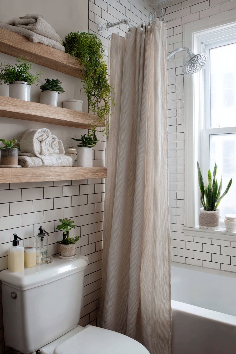 Brighten the Room with Light-Toned Shower Curtains