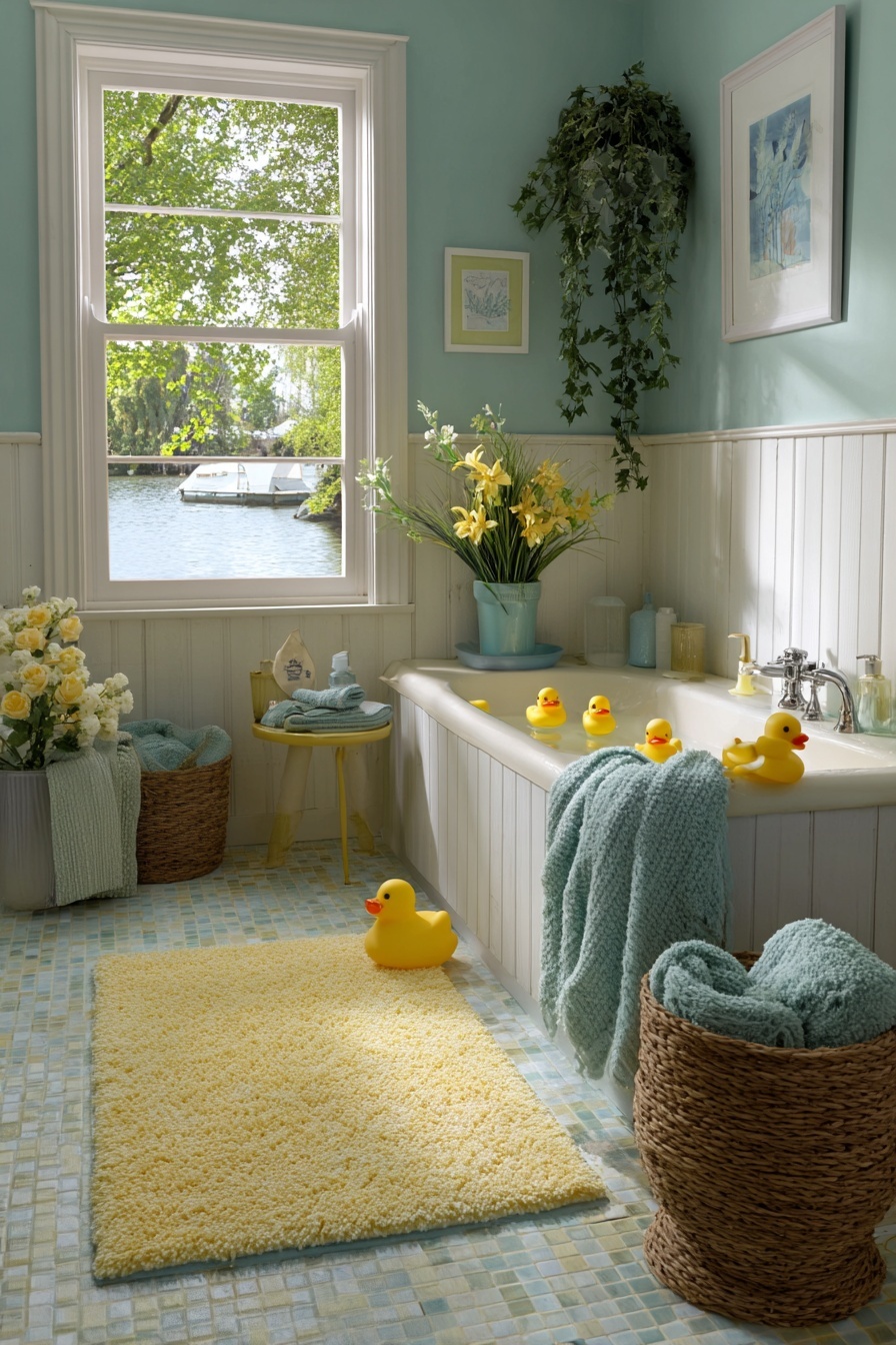 Yellow and Aqua Rugs