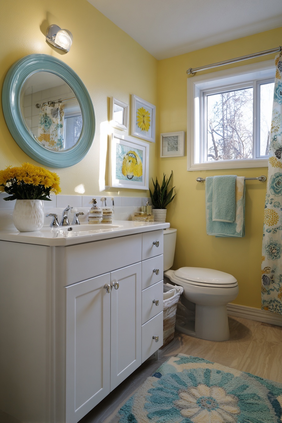 Yellow and Aqua Art Prints