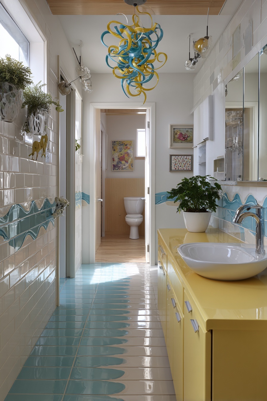 Yellow and Aqua Ceiling Mobile