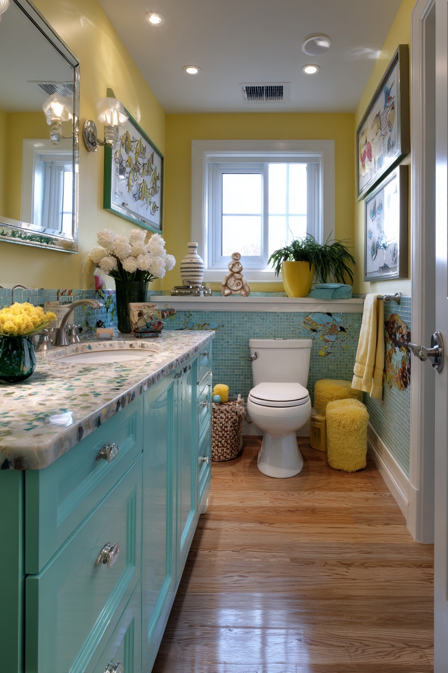 Aqua Painted Vanity Cabinet