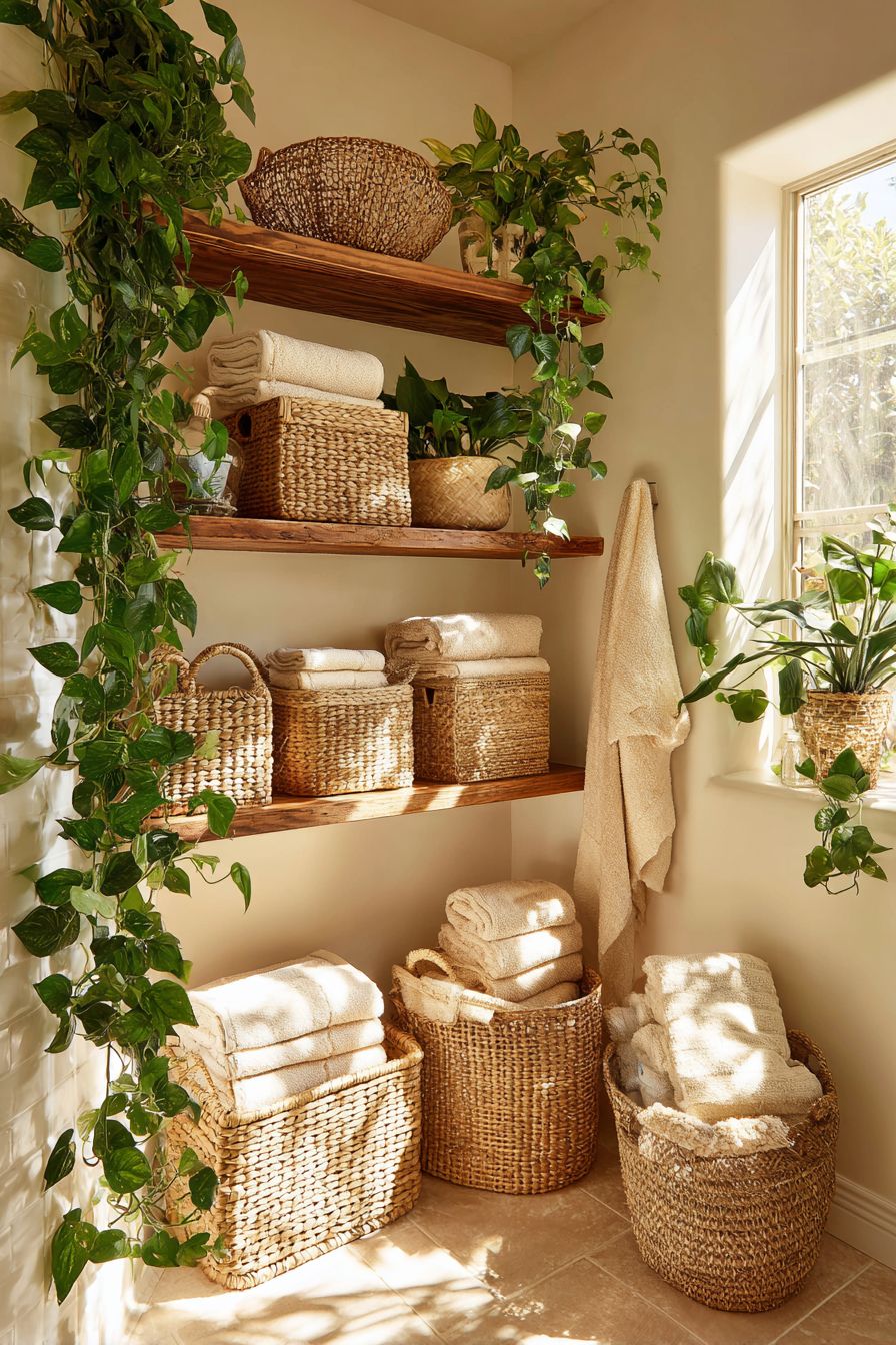 Organize with Natural Woven Baskets