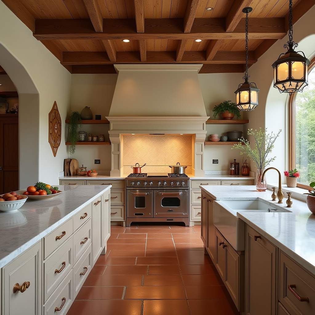 Mediterranean kitchen with terracotta tiles
