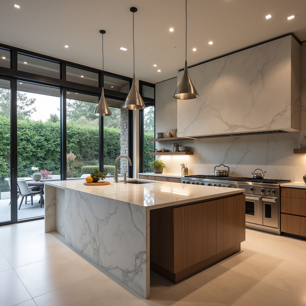 California modern kitchen with glass walls