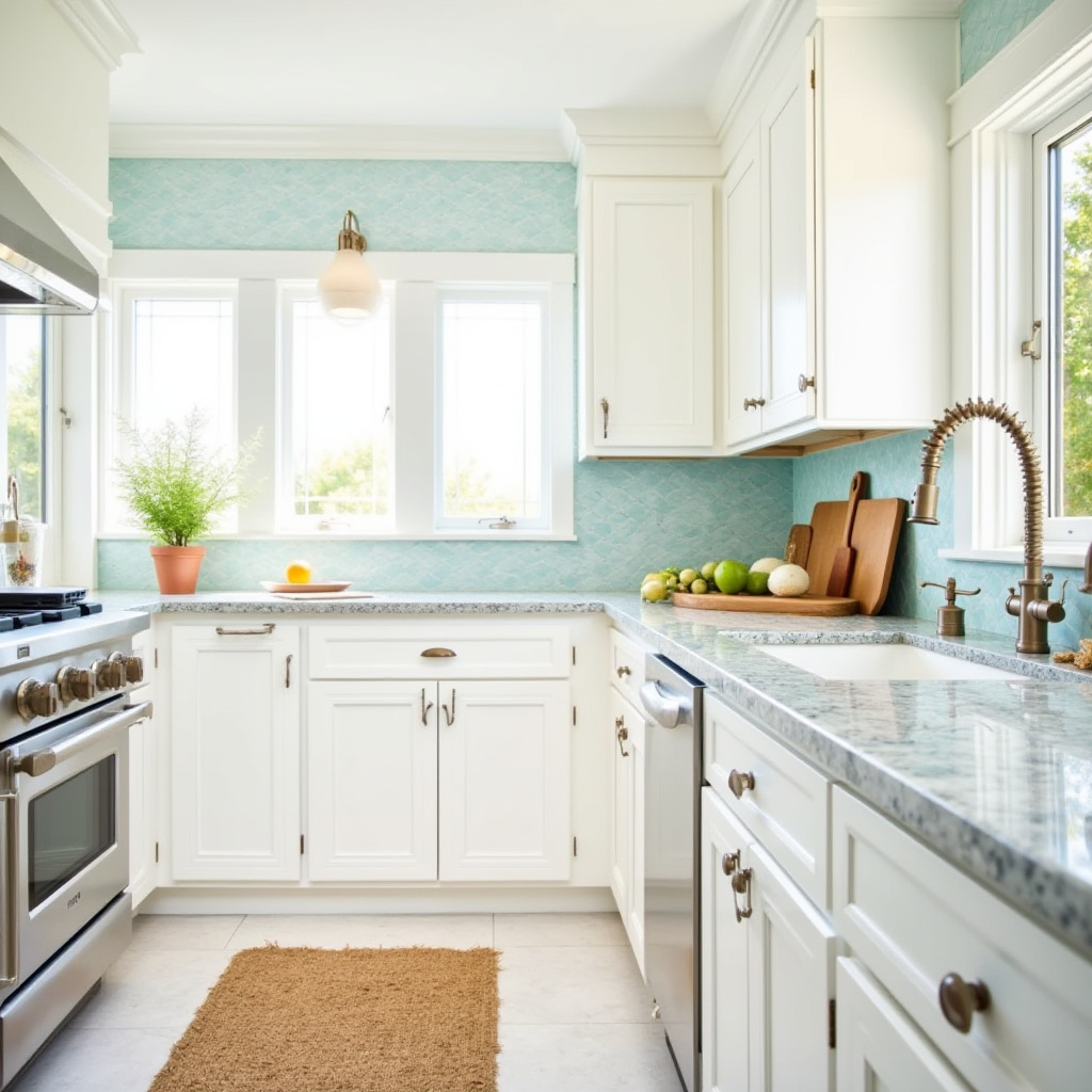 Bright kitchen with shaker cabinets