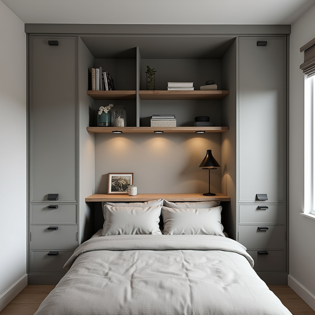 compact basement bedroom