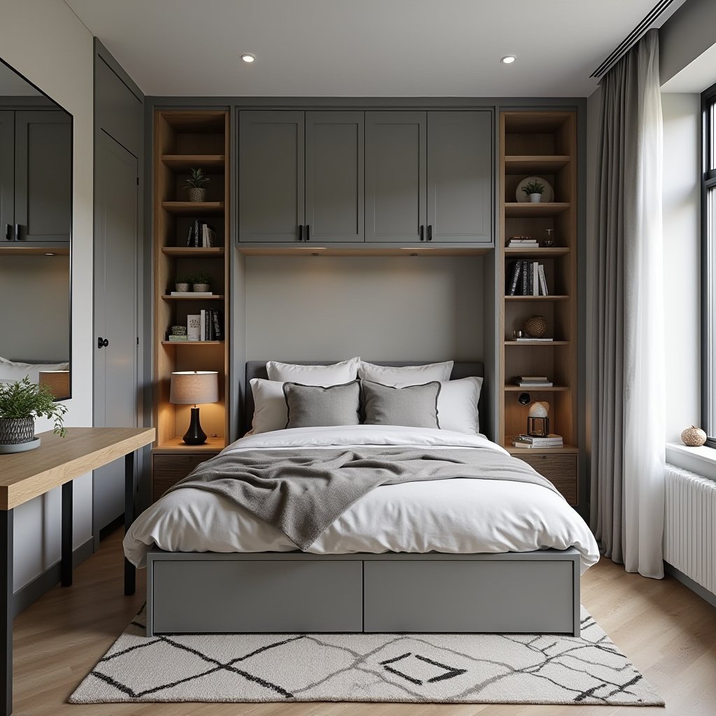 modern basement bedroom