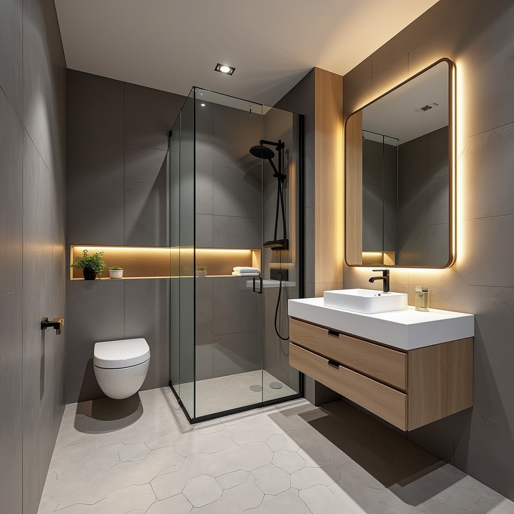 modern basement bathroom