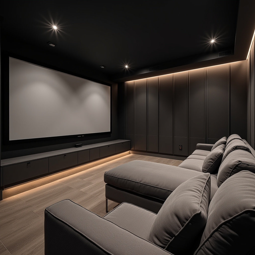 modern basement media space