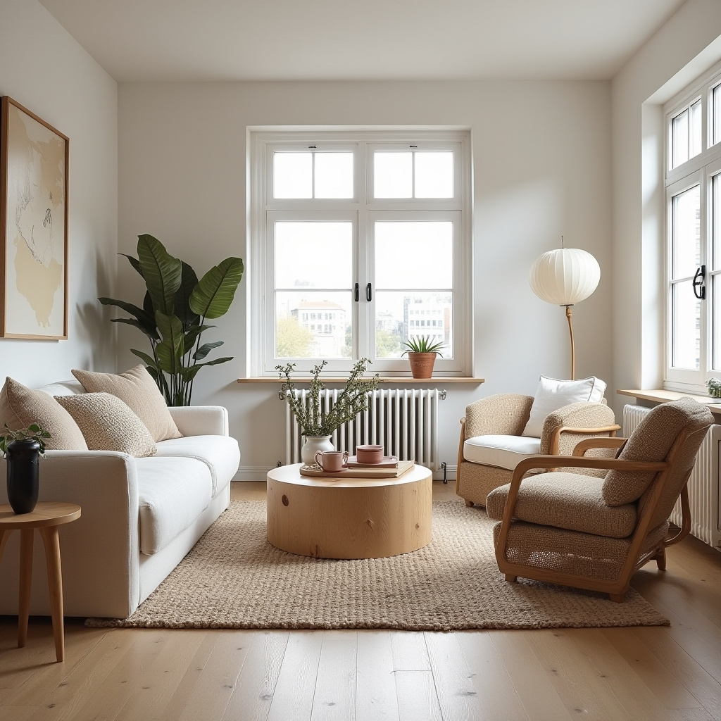 Scandinavian basement living room