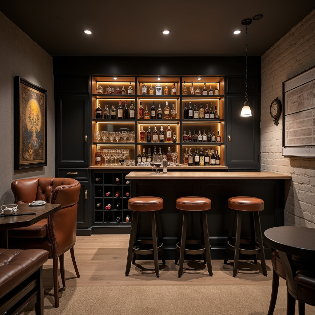 stylish basement entertainment area