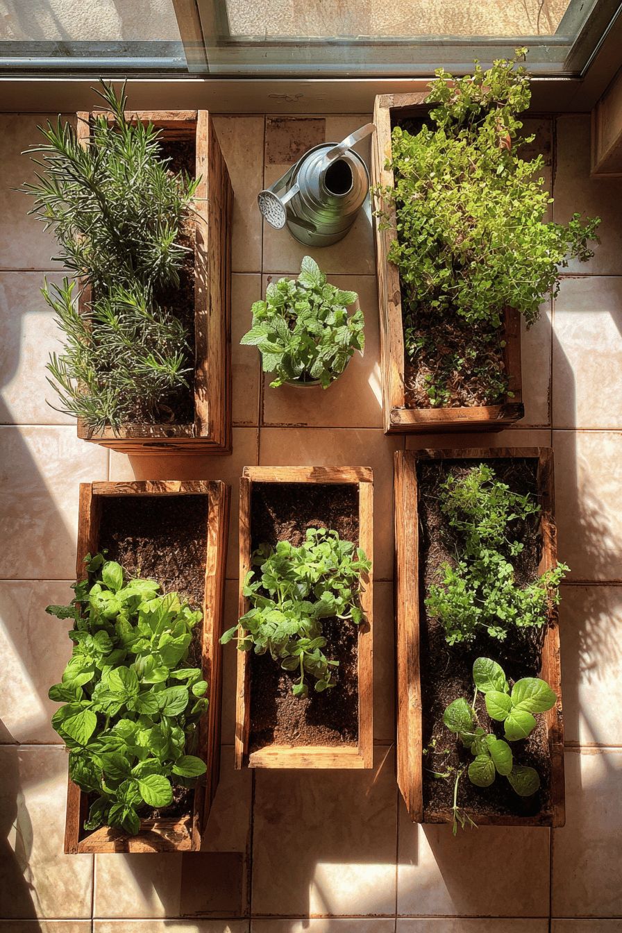 Indoor Garden with Planter Boxes