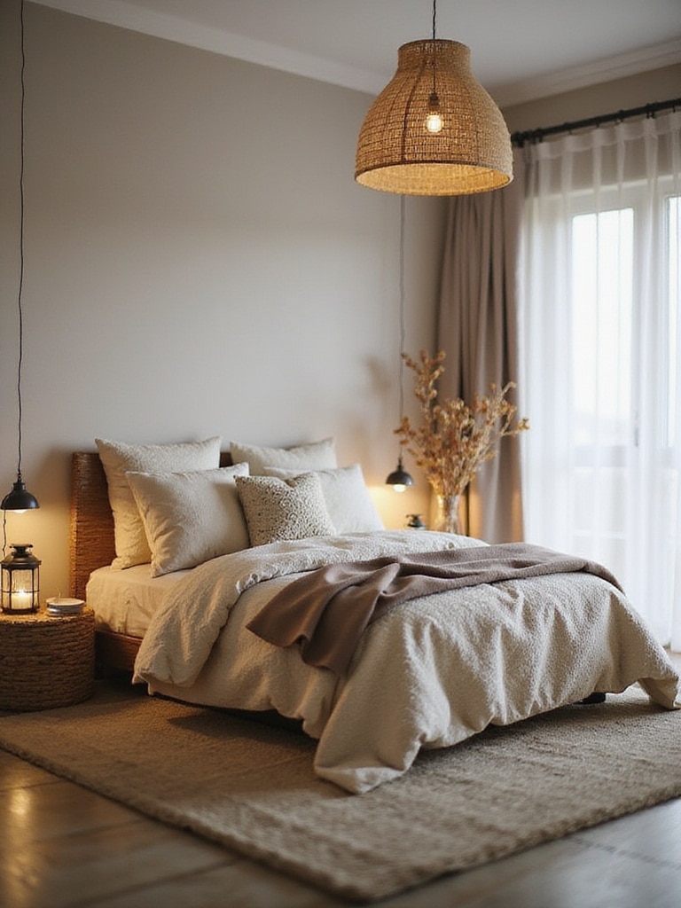 warm inviting bedroom lighting