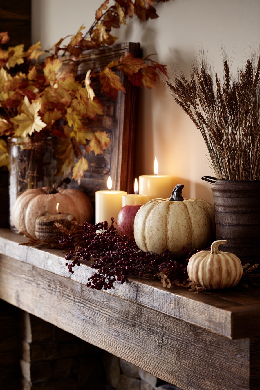 Harvest-themed Mantel