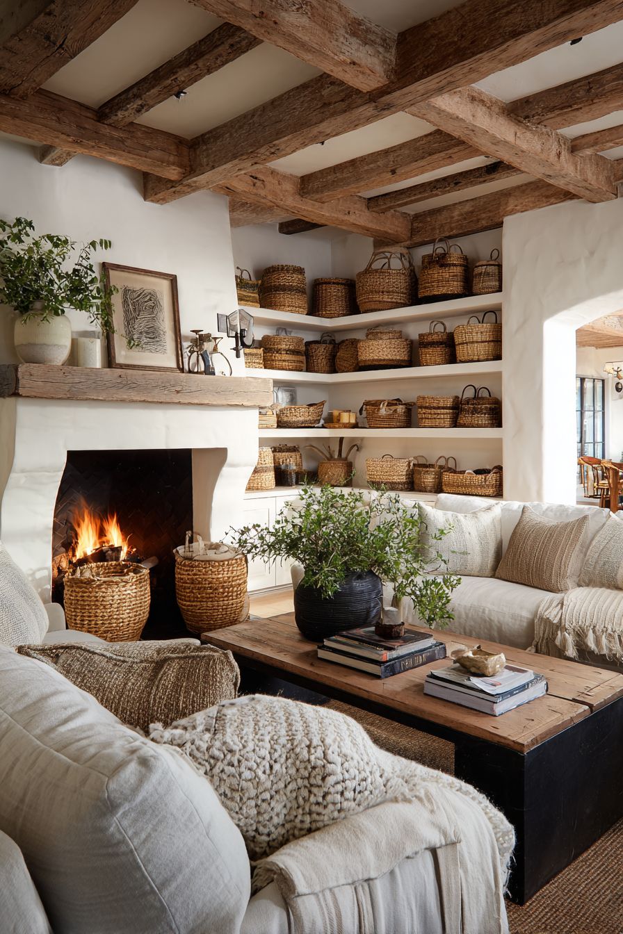 Utilize Woven Baskets for Stylish Storage