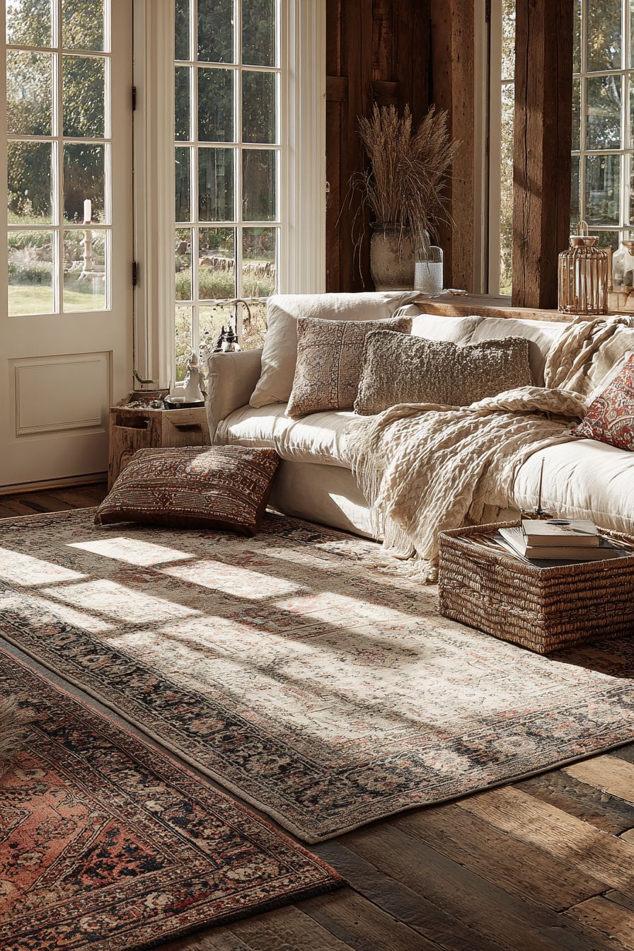 Layer Rugs to Add Depth and Warmth