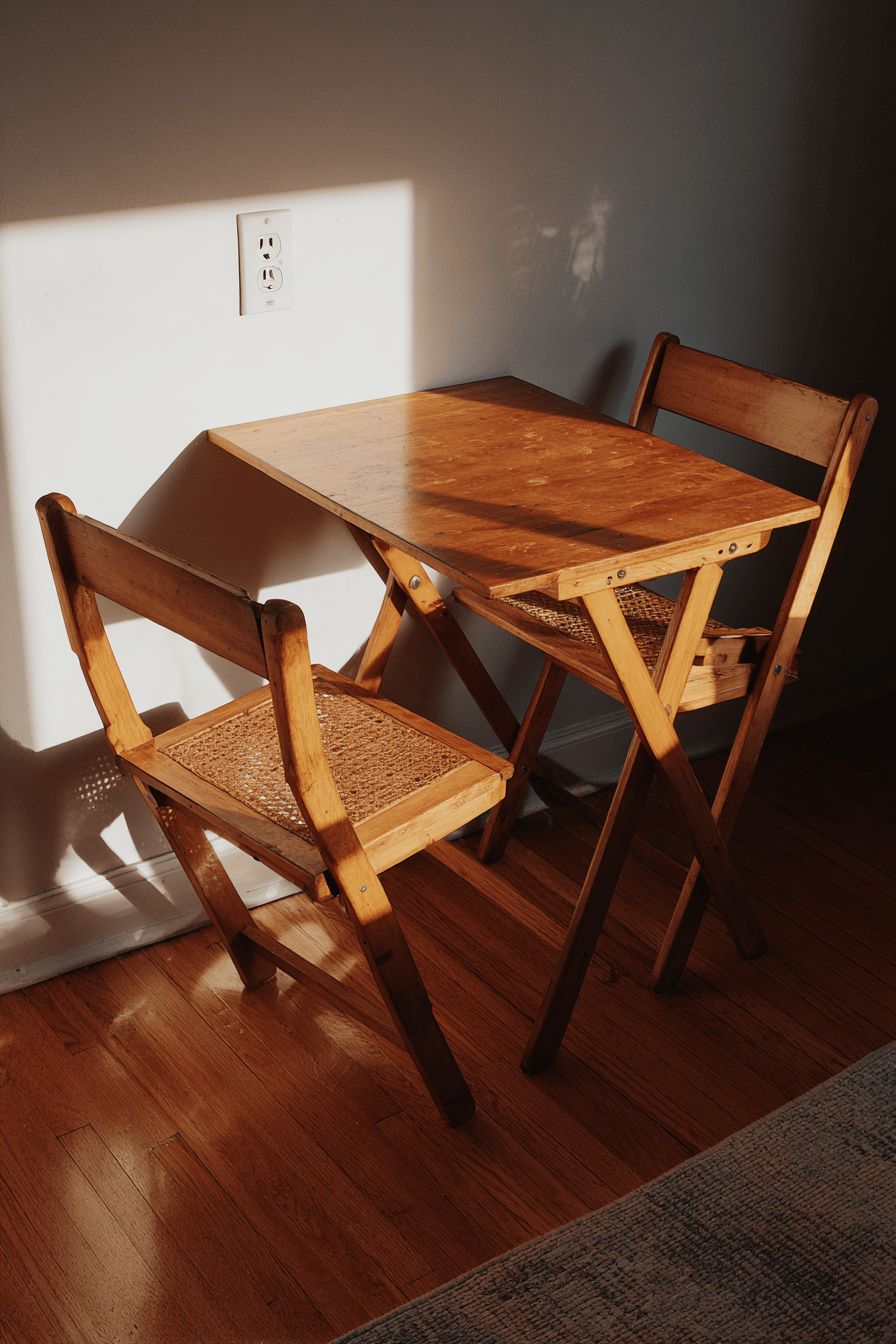 Foldable dining set in a small living room
