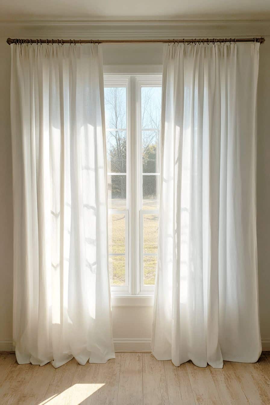 High-hung curtains in a small living room