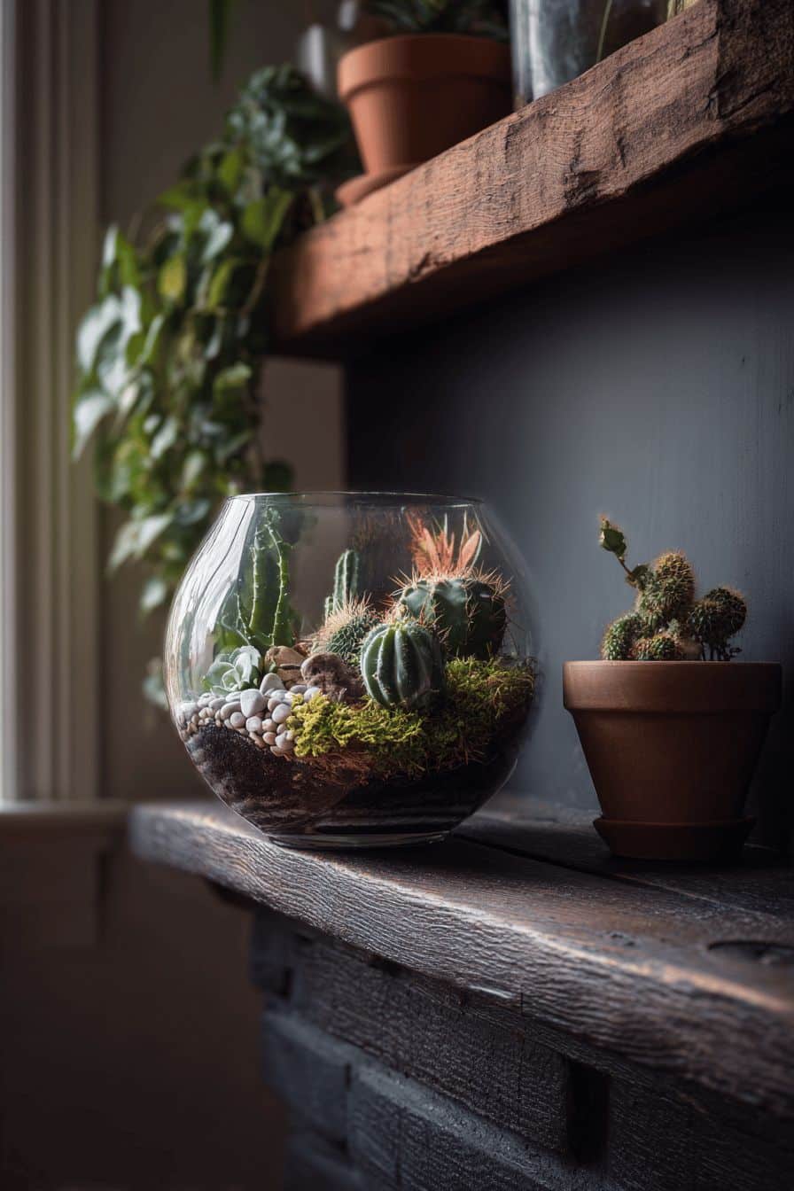 Display a Succulent Terrarium on the Mantel