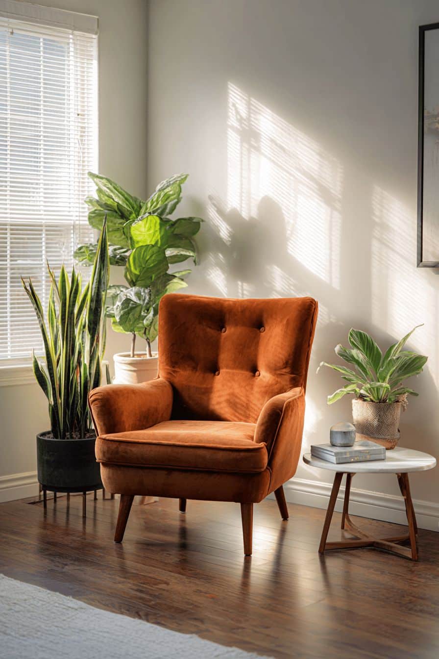 Tawny Accent Chair in Corner