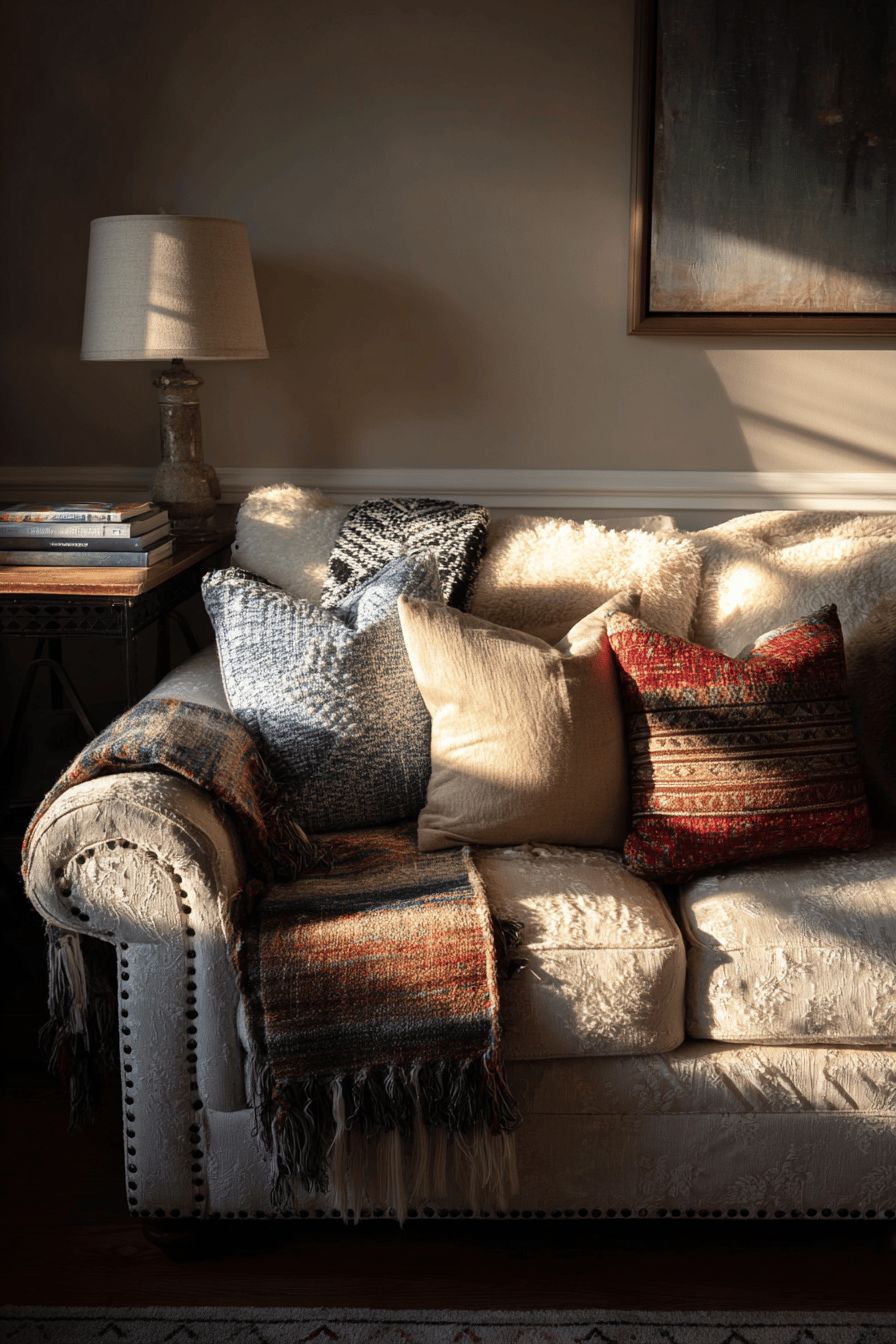 Layered Fabrics on Sofa