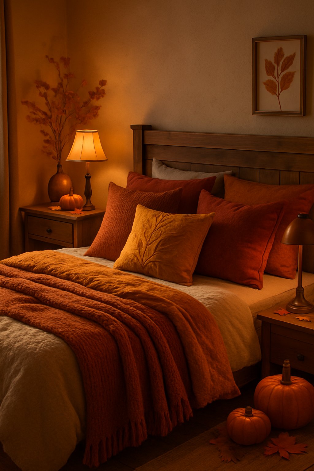 Brass and copper lamps glowing warmly