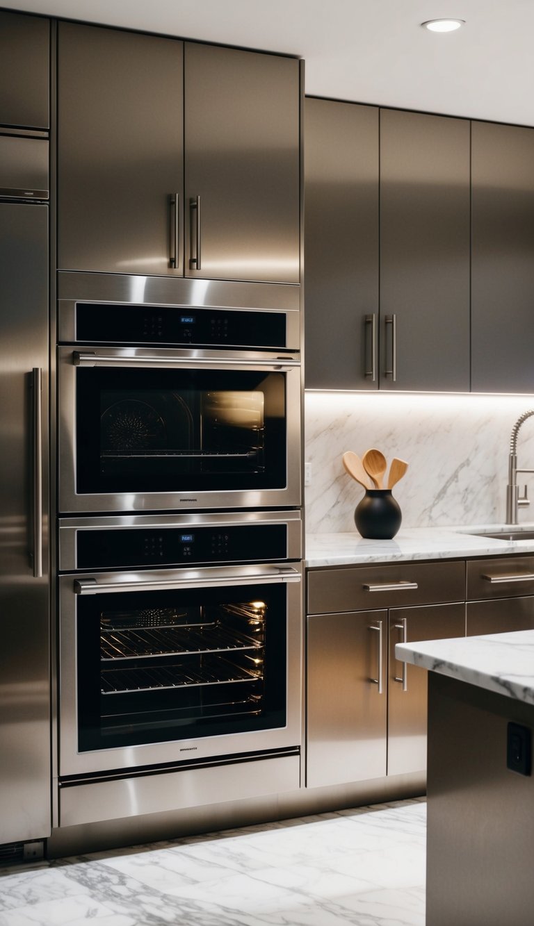 Modern kitchen equipped with two built-in ovens