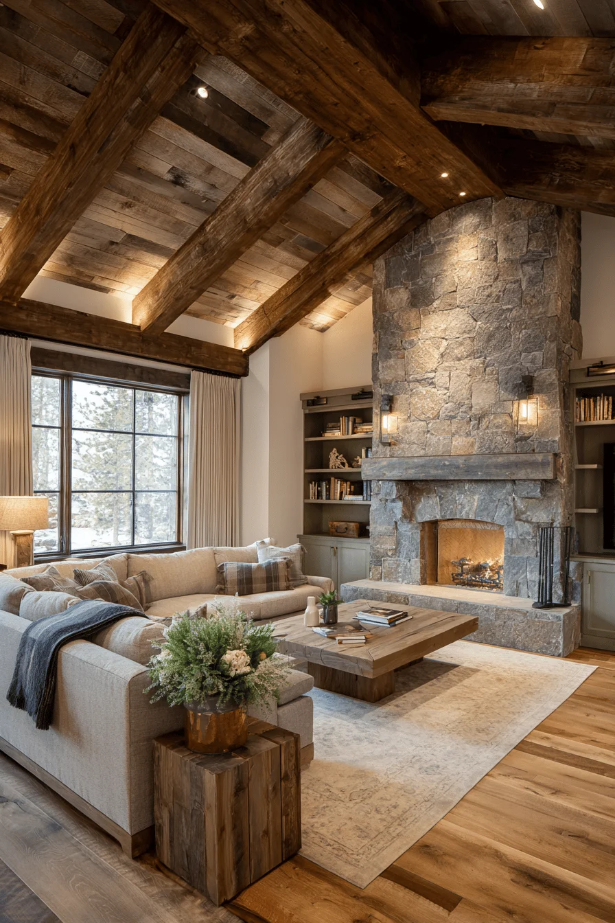 small living room decor with warm taupe sectional showcasing design ideas and ranch living room ideas with western chic styling