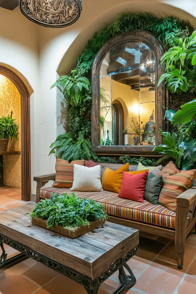 Petite Mediterranean retreat with earthy tones, natural textures, and clever storage solutions