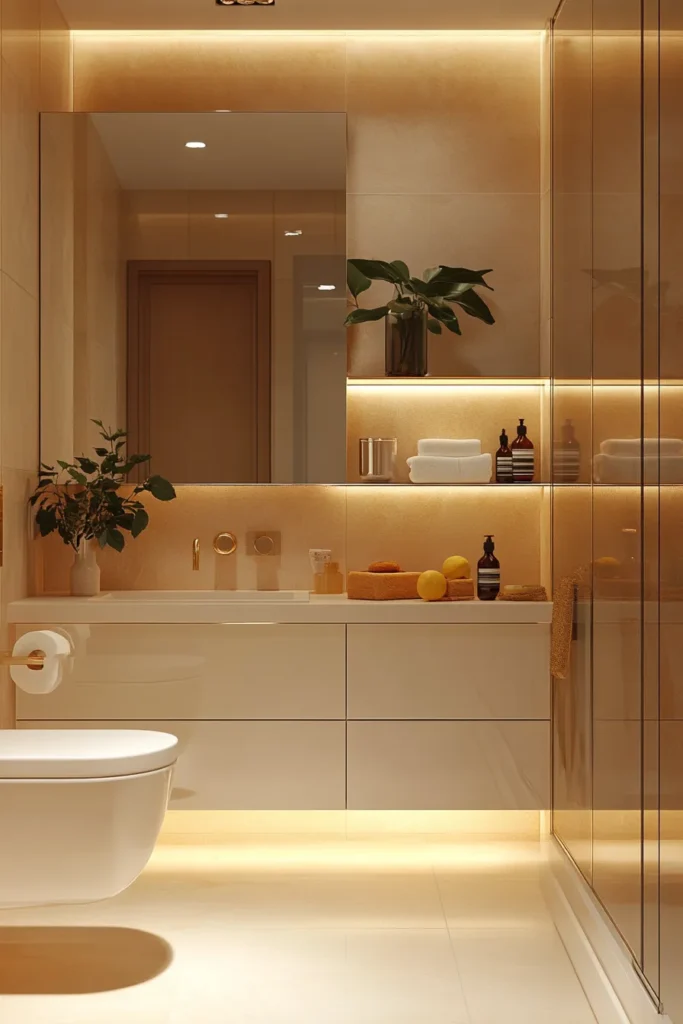 Italian bathroom with copper sink and wrought iron fixtures