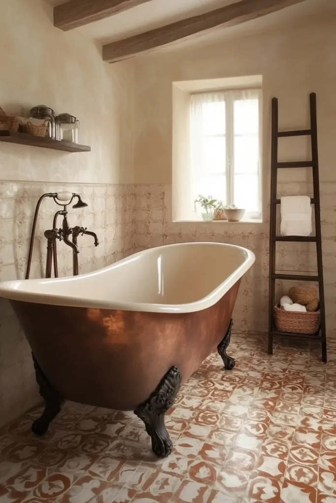 Italian bathroom with bidet and heated towel rack