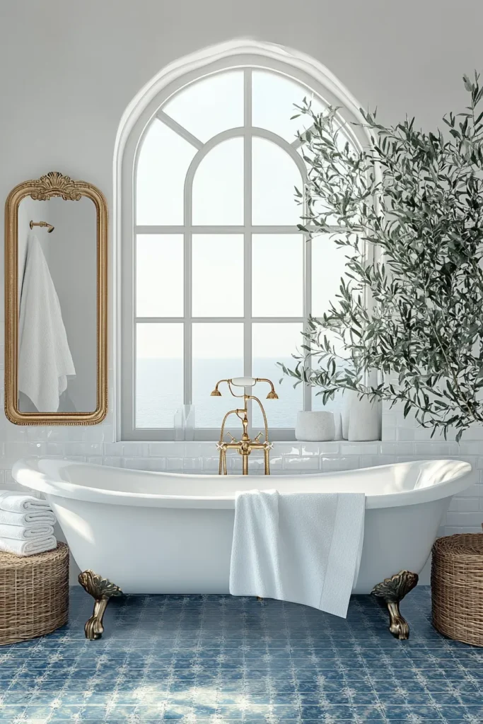 Italian bathroom with travertine shower and built-in niches