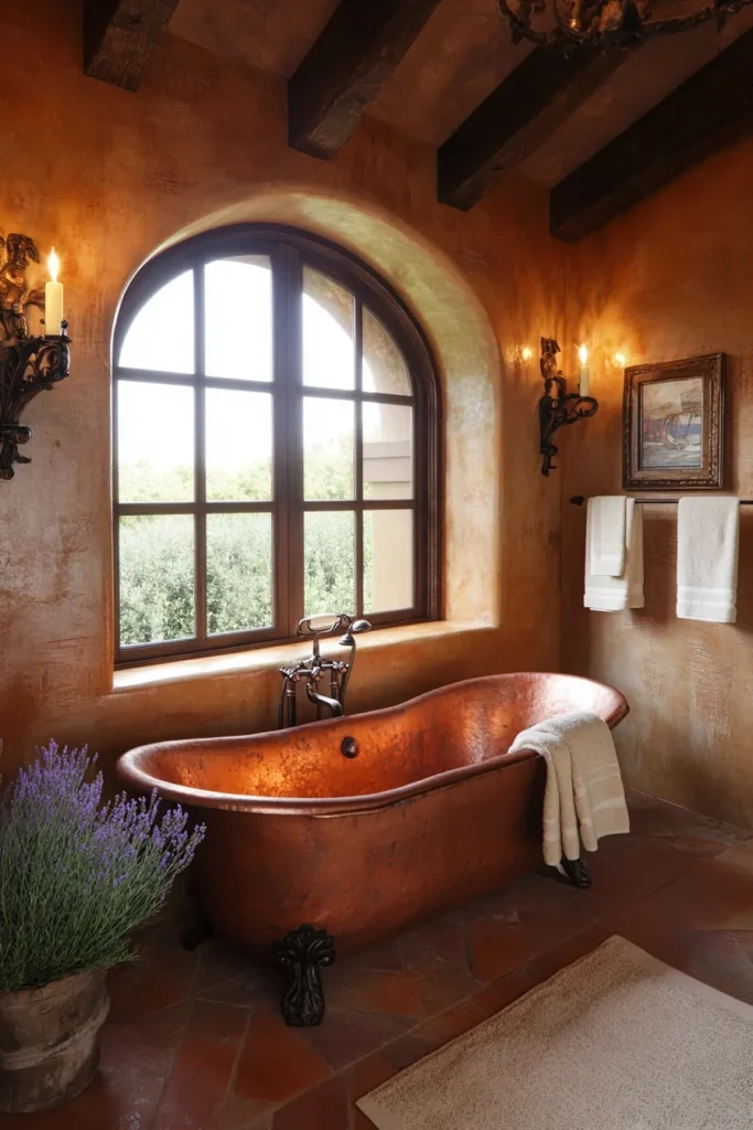 Italian bathroom with walk-in shower and built-in niches