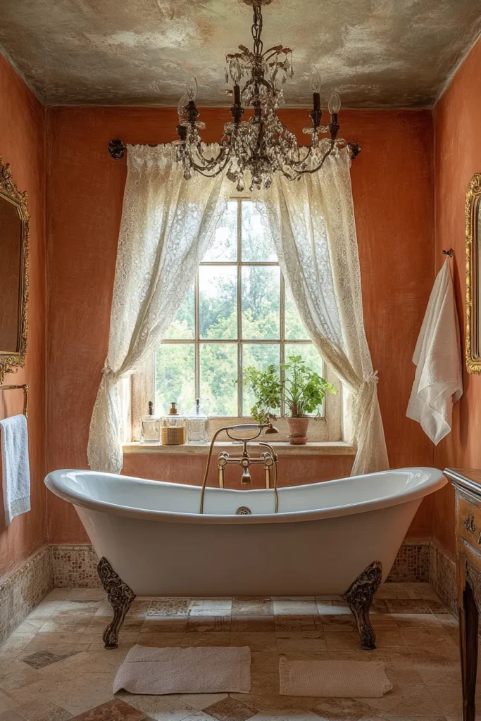 Italian bathroom with walk-in shower and built-in niches