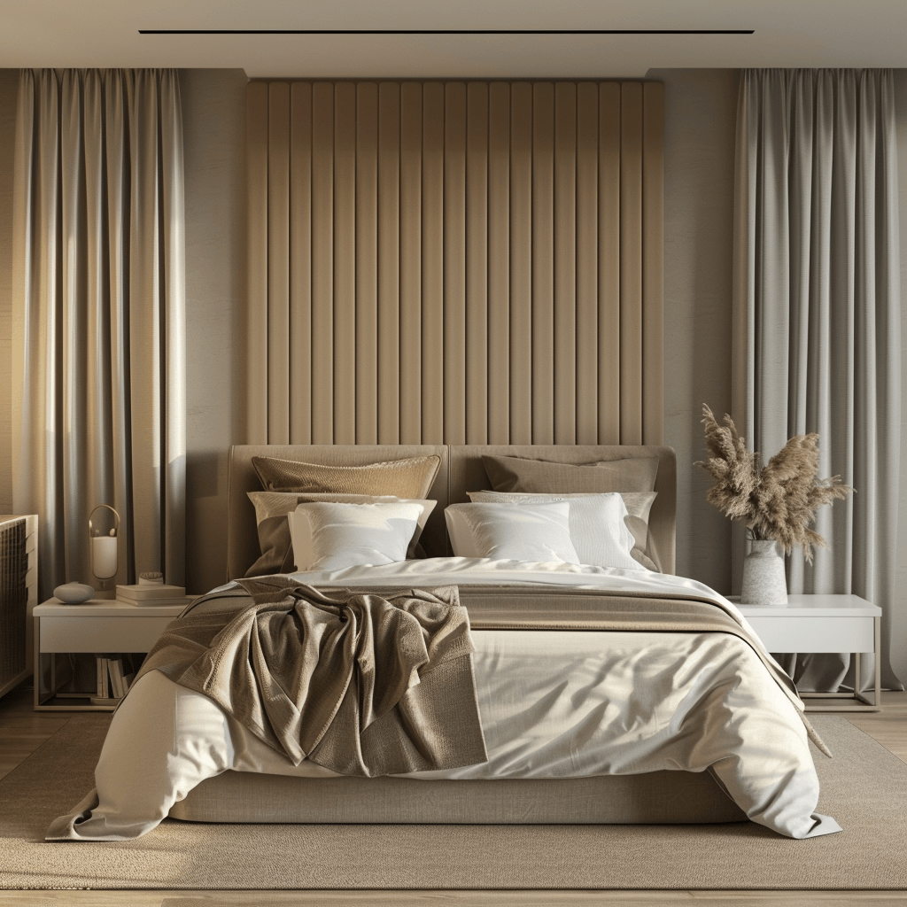 Quiet modern bedroom with soundproofing features