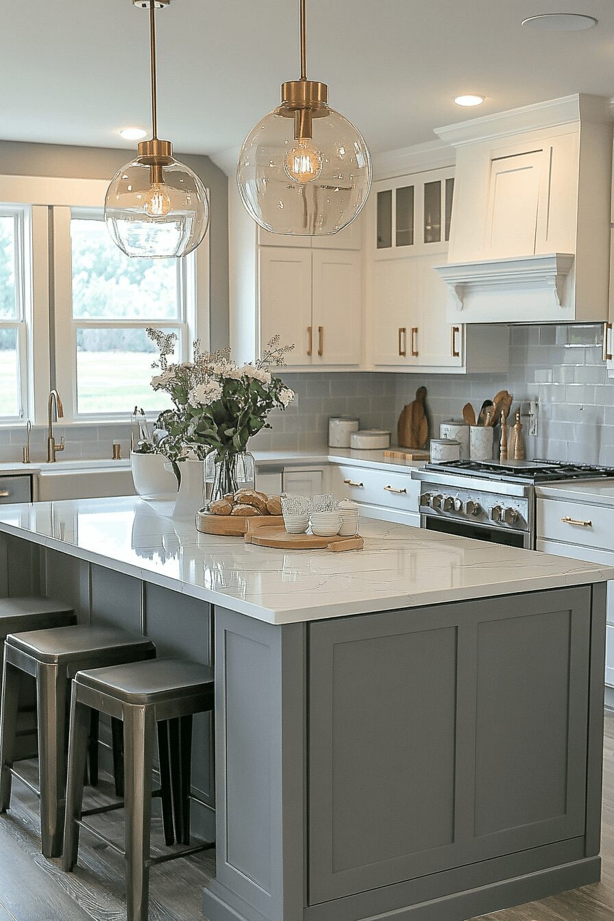 Grey and White Kitchen Cabinets with Accents grey and white kitchen cabinets