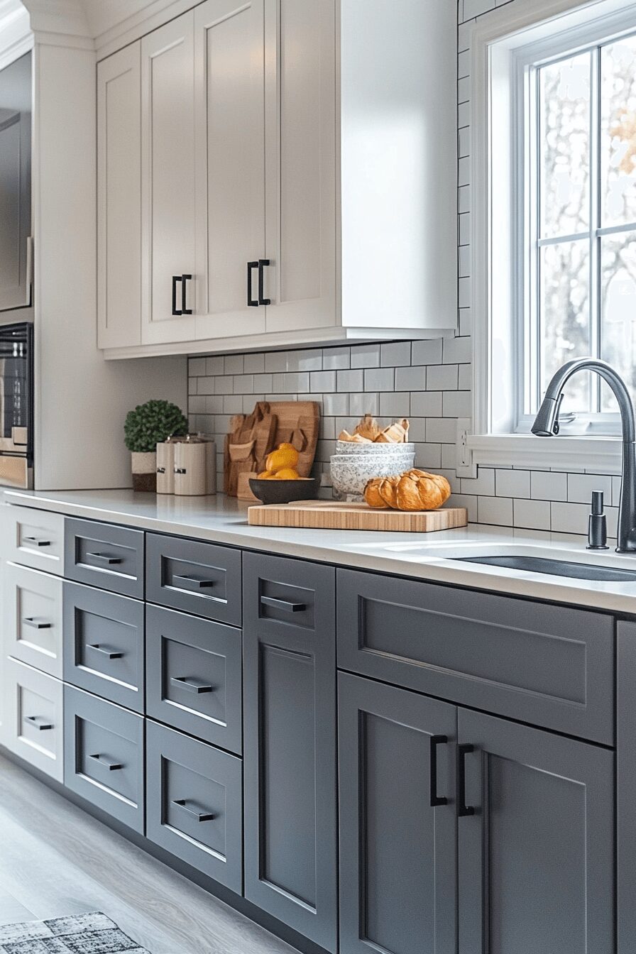 Bold Grey and White Kitchen Cabinets grey and white kitchen cabinets
