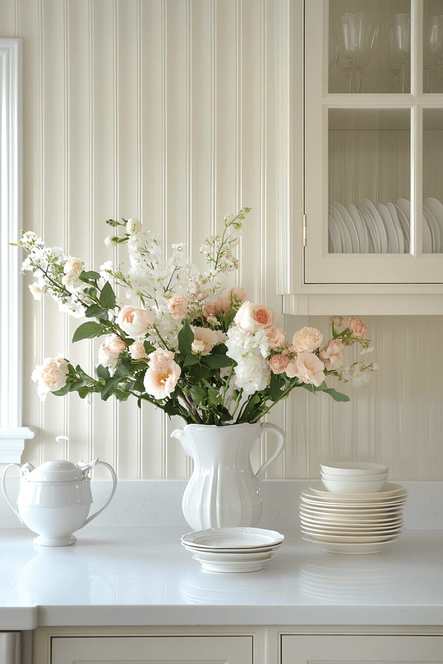 airy fluted glass kitchen cabinets