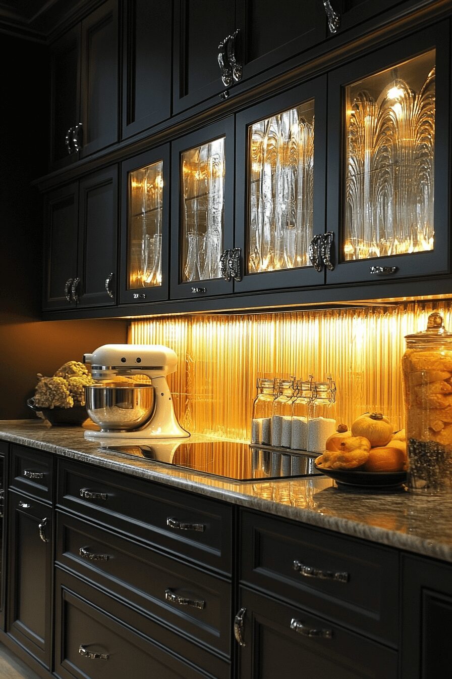 brilliant fluted glass kitchen cabinets