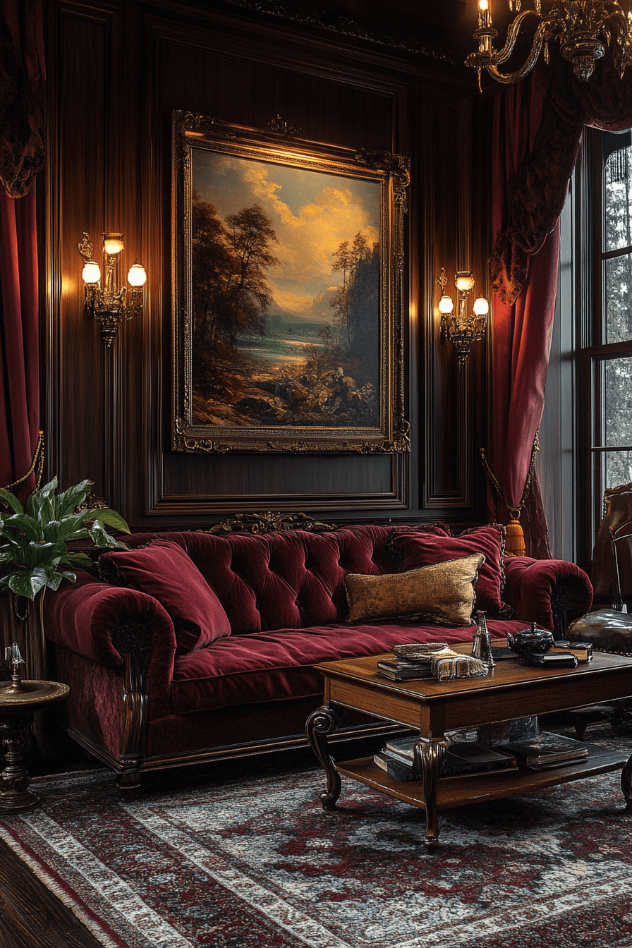 red couch living room