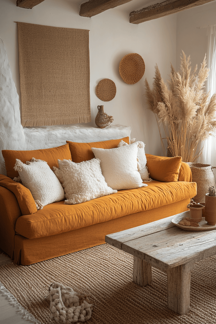 red couch living room